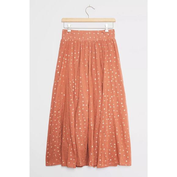 By: Anthropologie Kaley Shimmer Maxi Boho Skirt Size: XL Color Rose Dust & Gold - Picture 2 of 6